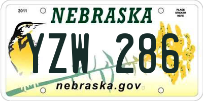 NE license plate YZW286