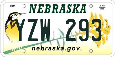 NE license plate YZW293