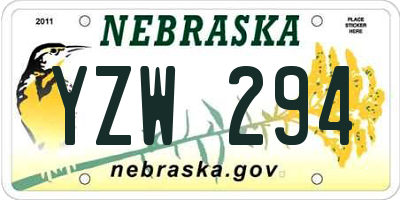 NE license plate YZW294