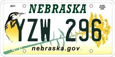 NE license plate YZW296