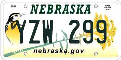 NE license plate YZW299