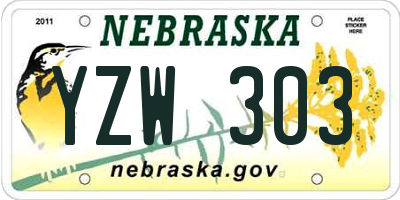 NE license plate YZW303