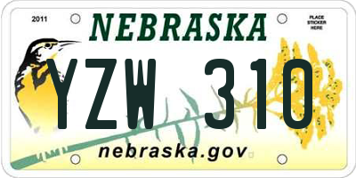 NE license plate YZW310
