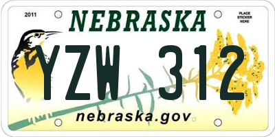 NE license plate YZW312