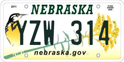 NE license plate YZW314