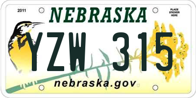 NE license plate YZW315