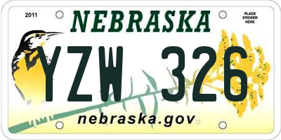 NE license plate YZW326