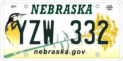 NE license plate YZW332