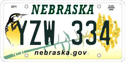 NE license plate YZW334