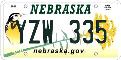 NE license plate YZW335