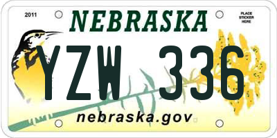 NE license plate YZW336