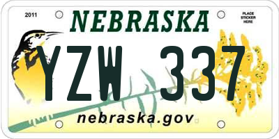 NE license plate YZW337