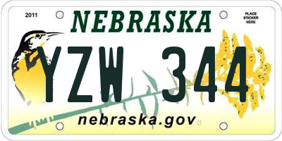 NE license plate YZW344