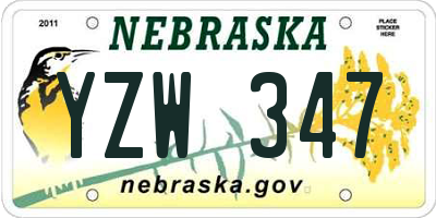 NE license plate YZW347