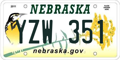 NE license plate YZW351