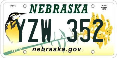 NE license plate YZW352