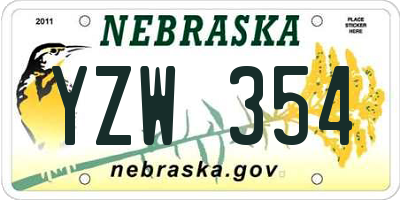 NE license plate YZW354