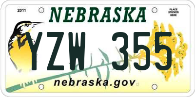 NE license plate YZW355