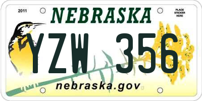 NE license plate YZW356