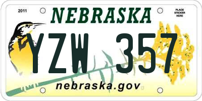 NE license plate YZW357