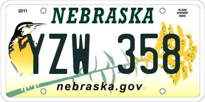 NE license plate YZW358