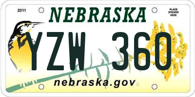 NE license plate YZW360