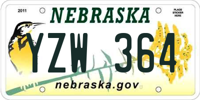 NE license plate YZW364