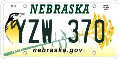 NE license plate YZW370