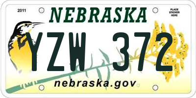 NE license plate YZW372