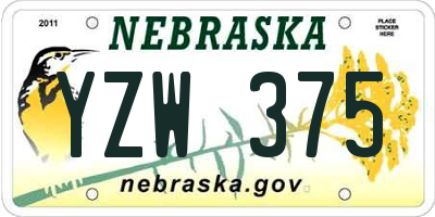 NE license plate YZW375