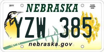 NE license plate YZW385