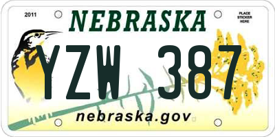 NE license plate YZW387