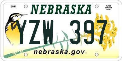 NE license plate YZW397