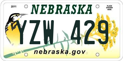 NE license plate YZW429
