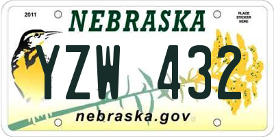 NE license plate YZW432