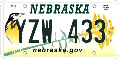 NE license plate YZW433