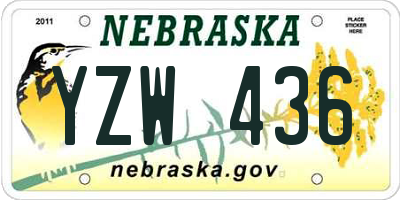 NE license plate YZW436