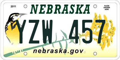 NE license plate YZW457
