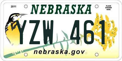 NE license plate YZW461
