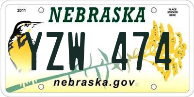 NE license plate YZW474