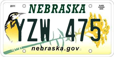 NE license plate YZW475