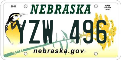 NE license plate YZW496
