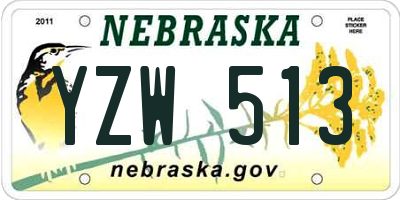 NE license plate YZW513