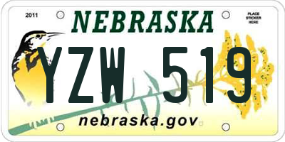 NE license plate YZW519