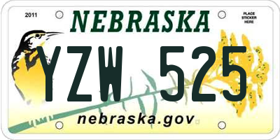 NE license plate YZW525