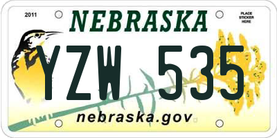 NE license plate YZW535