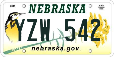NE license plate YZW542