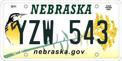 NE license plate YZW543