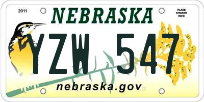 NE license plate YZW547