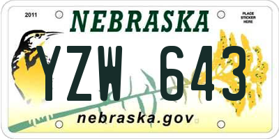 NE license plate YZW643